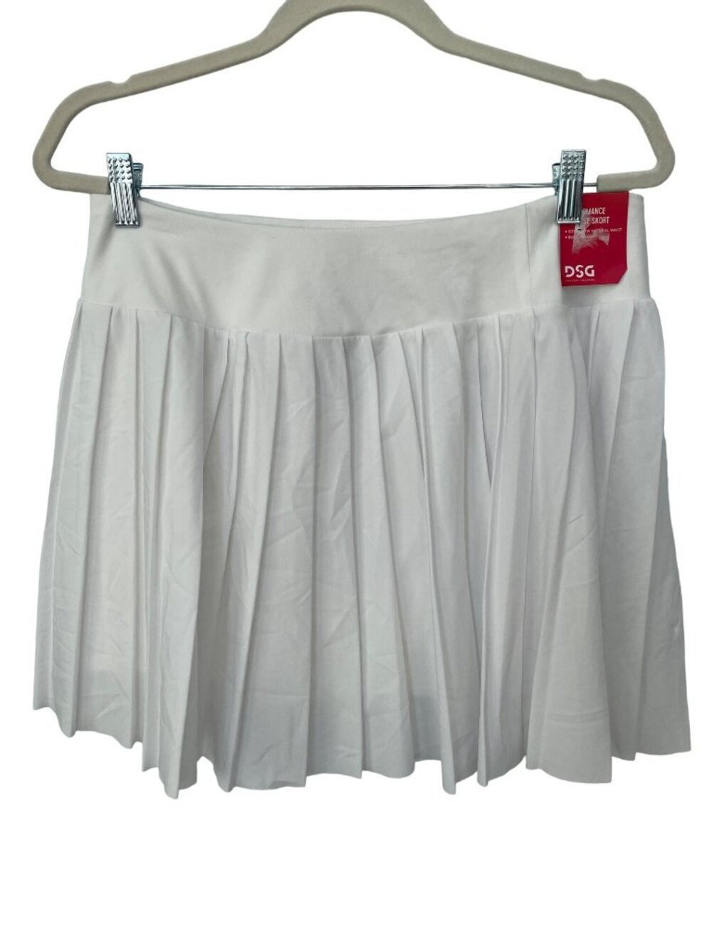 DSG Skort Large Twitch Allison Pleated Performance White Athleisure NEW